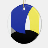 Abstracte Art Blue Yellow Keramisch Ornament (Links)