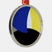 Abstracte Art Blue Yellow Metalen Ornament (Rechts)