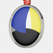 Abstracte Art Blue Yellow Metalen Ornament (Links)