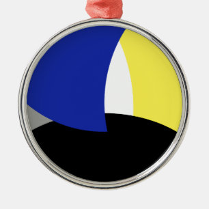 Abstracte Art Blue Yellow Metalen Ornament