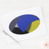 Abstracte Art Blue Yellow Ovale Sticker (Envelop)