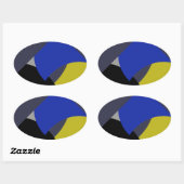 Abstracte Art Blue Yellow Ovale Sticker (Vel)