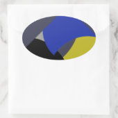 Abstracte Art Blue Yellow Ovale Sticker (Tas)