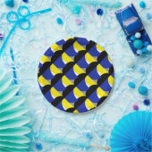 Abstracte Art Blue Yellow Papieren Bordje (Feest)