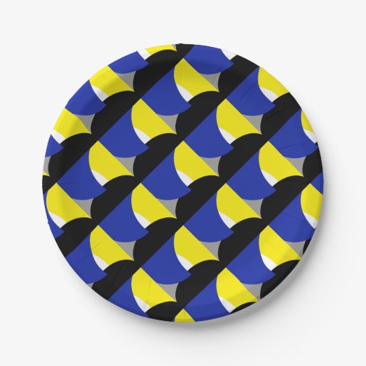 Abstracte Art Blue Yellow Papieren Bordje (Voorkant)
