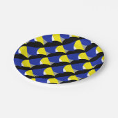 Abstracte Art Blue Yellow Papieren Bordje (Gekanteld)