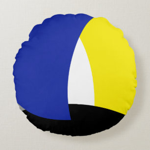 Abstracte Art Blue Yellow Rond Kussen