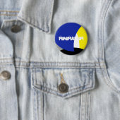 Abstracte Art Blue Yellow Ronde Button 5,7 Cm (In situ)