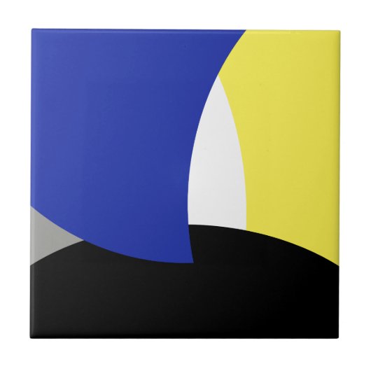 Abstracte Art Blue Yellow Tegeltje (Voorkant)