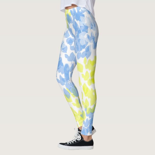 Abstracte Art Blue Yellow White Minimalism Leggings (Links)