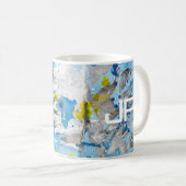 Abstracte Art Blue Yellow White Sjabloon Monogram Koffiemok (Voorkant rechts)