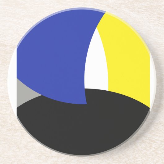 Abstracte Art Blue Yellow Zandsteen Onderzetter (Voorkant)