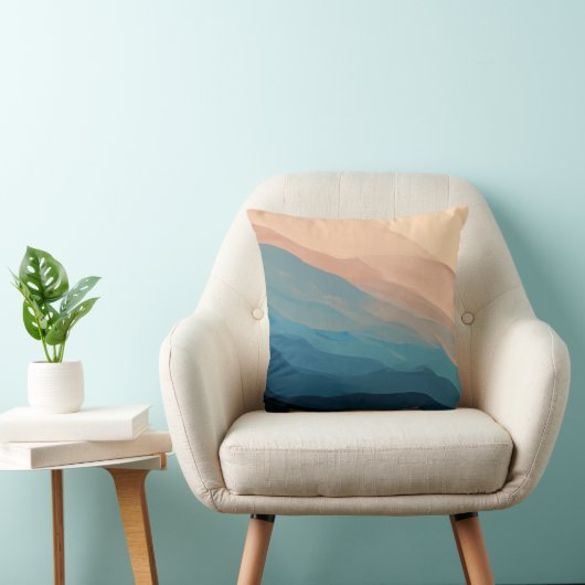 Abstracte Art Blush Pink en Blue Waterverf iPhone Kussen (Stoel)