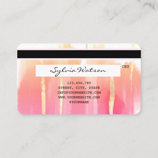 Abstracte Art Brush Boho-creditcard Visitekaartje (Achterkant)