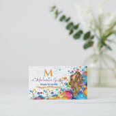 Abstracte Art Bubbles Golden Monogram Hair Stylist Visitekaartje (Staand voorkant)