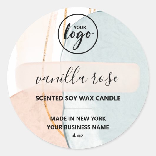 Abstracte Art Candle-Logo Ronde Sticker (Voorkant)