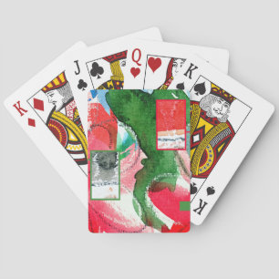 abstracte art collage, gemengde techniek en aquare pokerkaarten