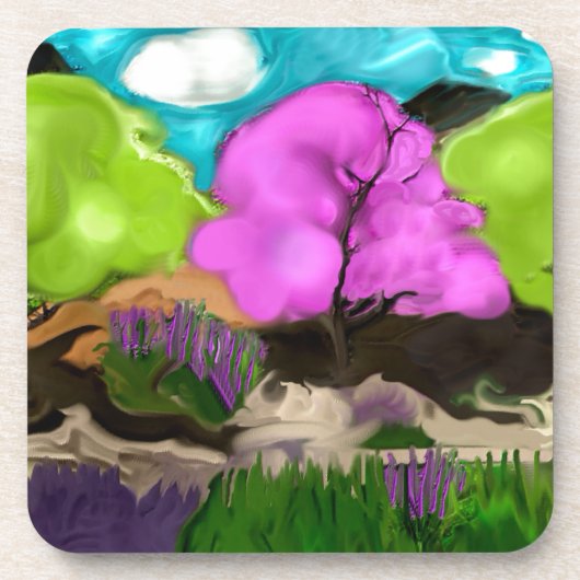 Abstracte Art Cotton Snoep Trees Bier Onderzetter (Voorkant)