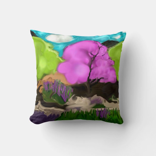 Abstracte Art Cotton Snoep Trees Kussen (Voorkant)