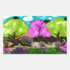 Abstracte Art Cotton Snoep Trees Rechthoekige Sticker