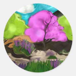 Abstracte Art Cotton Snoep Trees Ronde Sticker