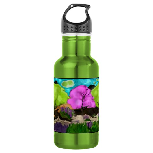 Abstracte Art Cotton Snoep Trees Waterfles (Voorkant)