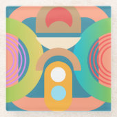 Abstracte Art Deco Modern Kleurrijk Glazen Onderzetter (Voorkant)