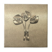 Abstracte Art Deco stijl gouden tulpen Tegel Tegeltje (Voorkant)