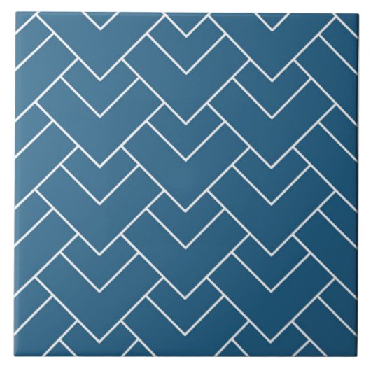 Abstracte Art Deco Stijl Marine Blauw Keramische t Tegeltje (Voorkant)
