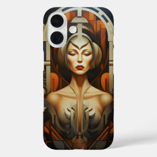 Abstracte art deco vrouw iPhone 16 hoesje