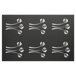Abstracte Art Deco Wit Zwart Bloempatroon Stof