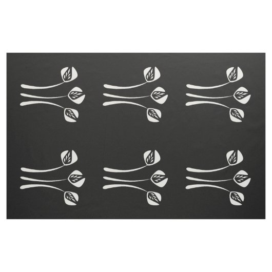 Abstracte Art Deco Wit Zwart Bloempatroon Stof (Yard (91,4 cm))