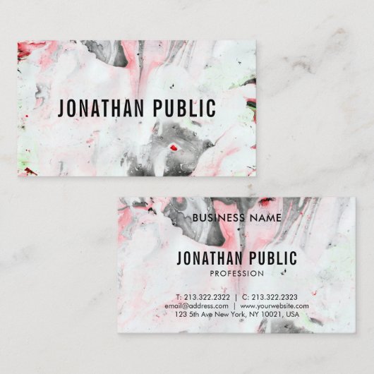 Abstracte Art elegant Black en Red Sjabloon Trendy Visitekaartje (Voorkant / Achterkant)