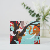 Abstracte Art Elephant en Tree Briefkaart (Staand voorkant)