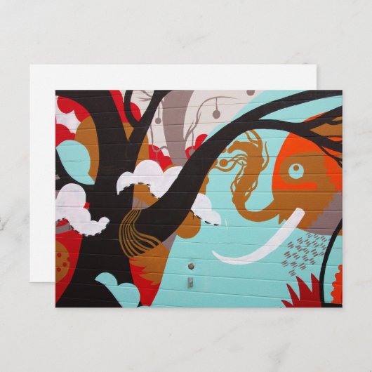 Abstracte Art Elephant en Tree Briefkaart (Voorkant / Achterkant)