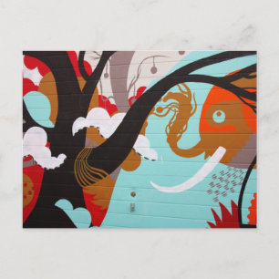 Abstracte Art Elephant en Tree Briefkaart