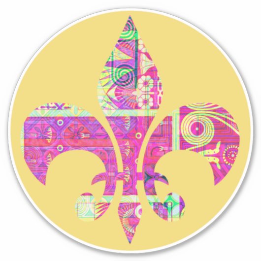 Abstracte Art Fleur De Li Round Sticker (Voorkant)