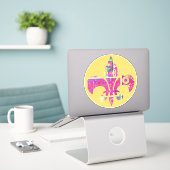 Abstracte Art Fleur De Li Round Sticker (Laptop op bureau)