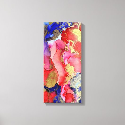 Abstracte Art Gold Red Blue Alcohol Ink Canvas Afdruk (Voorkant)