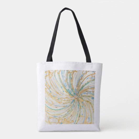 Abstracte Art Gold Turquoise Modern Art Tote Bag (Achterkant)