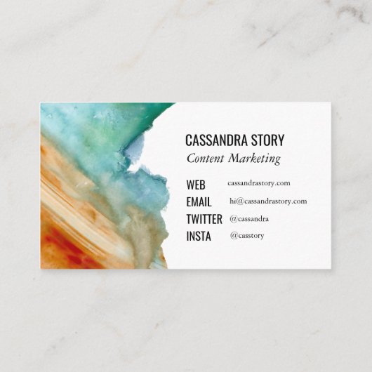 Abstracte Art Hand geschilderde penseelstreken Bla Visitekaartje (Achterkant)