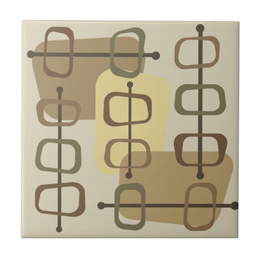 abstracte Art Hollow Rocks Beige uit de jaren 1950 Tegeltje (Voorkant)