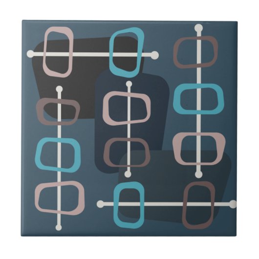 abstracte Art Hollow Rocks Blauwgroen uit 1950 Tegeltje (Voorkant)