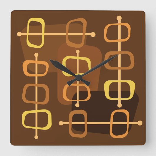 abstracte Art Hollow Rocks Brown uit de jaren 1950 Vierkante Klok (Voorkant)