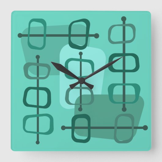 abstracte Art Hollow Rocks Turquoise uit de jaren  Vierkante Klok (Voorkant)