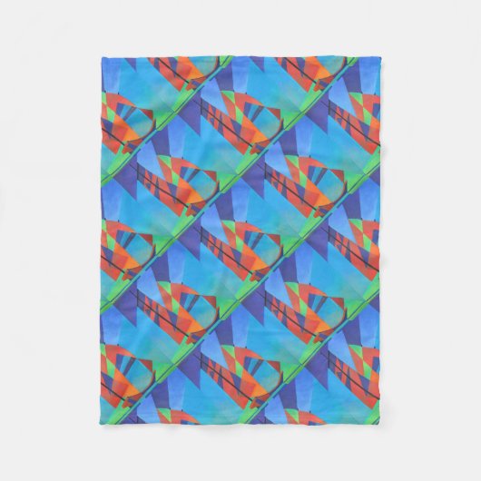 Abstracte art junk boat tegen Deep Blue Sky Fleece Deken (Voorkant)