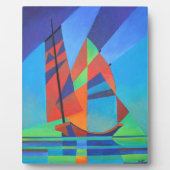 Abstracte art junk boat tegen Deep Blue Sky Fotoplaat (Voorkant)