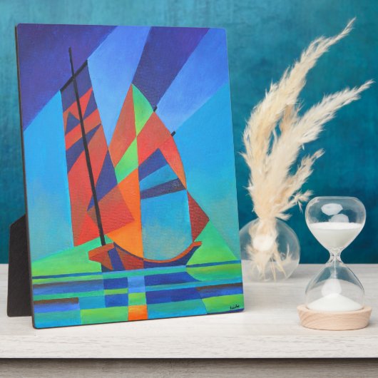 Abstracte art junk boat tegen Deep Blue Sky Fotoplaat (Zijkant)