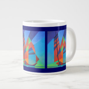 Abstracte art junk boat tegen Deep Blue Sky Grote Koffiekop