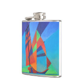 Abstracte art junk boat tegen Deep Blue Sky Heupfles (Links)